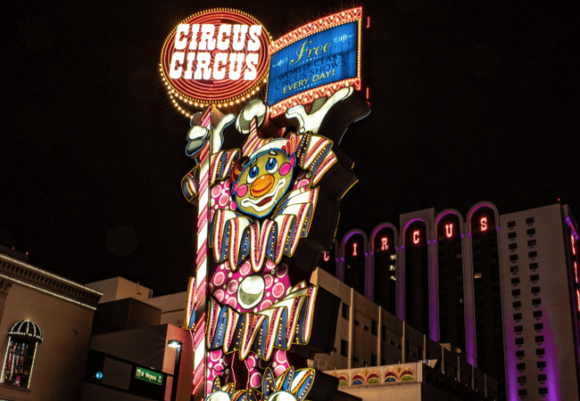 Circus Circus Reno Outside View NightHD 