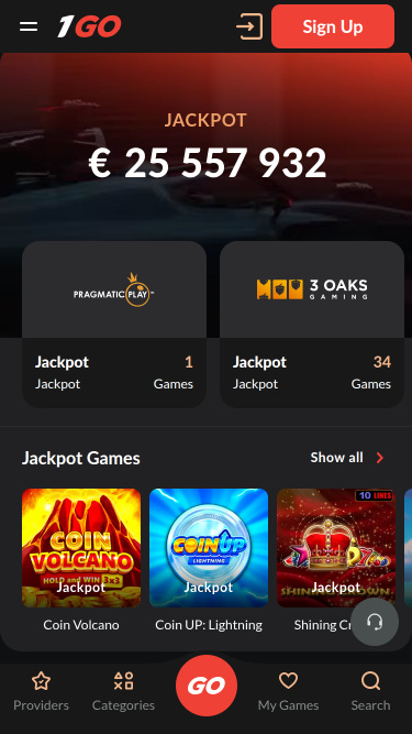 Jackpot mobile de 1GO Casino