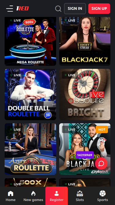 Croupier en direct mobile de 1red Casino