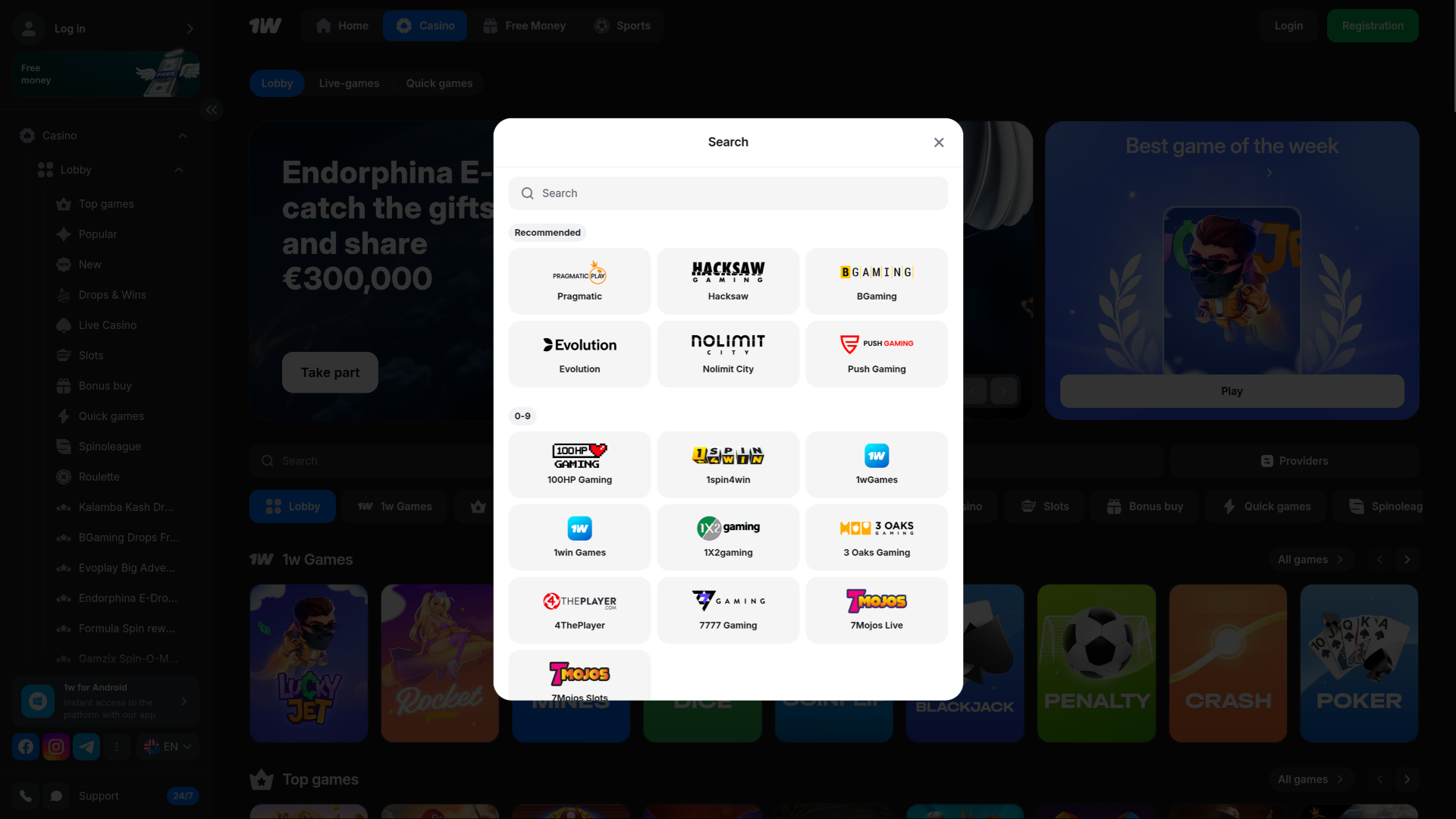 Desarrolladores de juegos de escritorio de 1win Casino