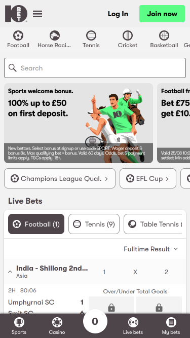 10Bet Casino Mobile Sports