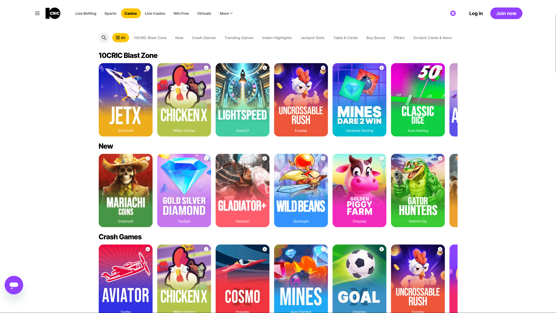 Jeux de bureau de 10cric Casino