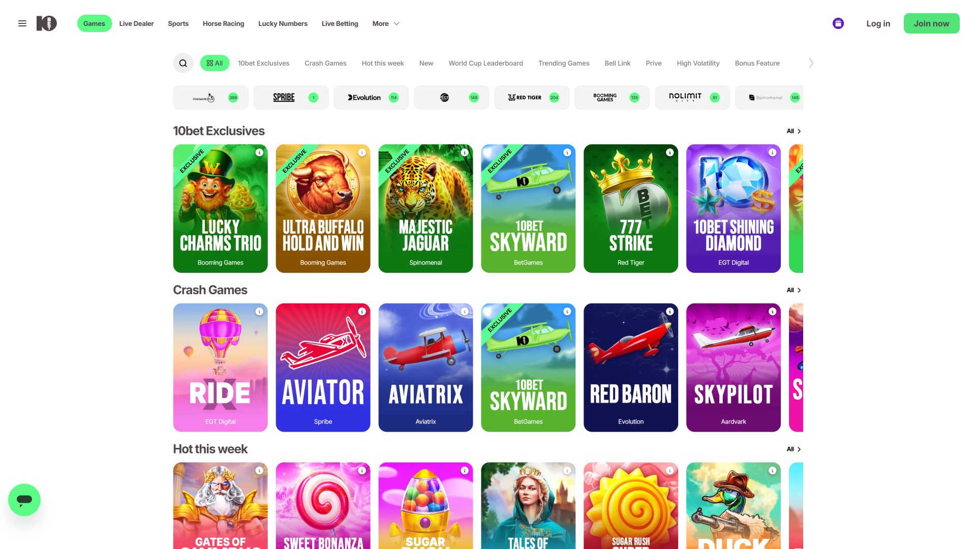 10Bet Casino Desktop-Spielentwickler