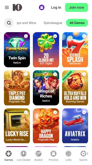 10Bet Casino mobile Spiele