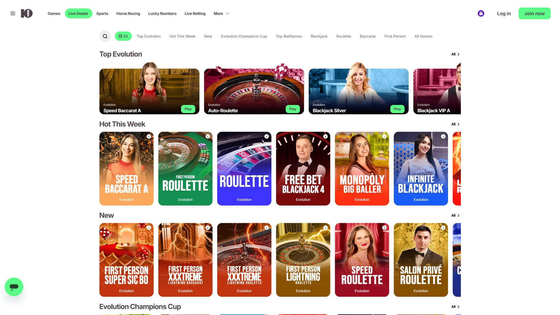 10Bet Casino Desktop-Live-Dealer