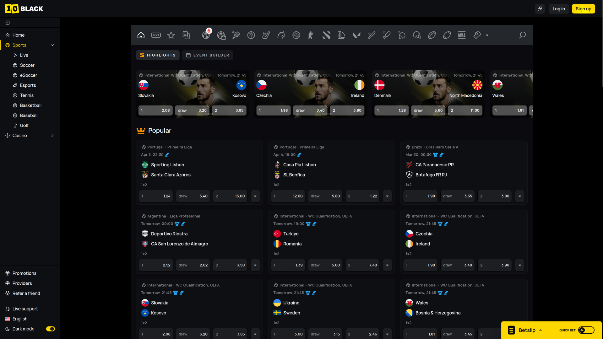 10Black Casino Desktop Sportwetten