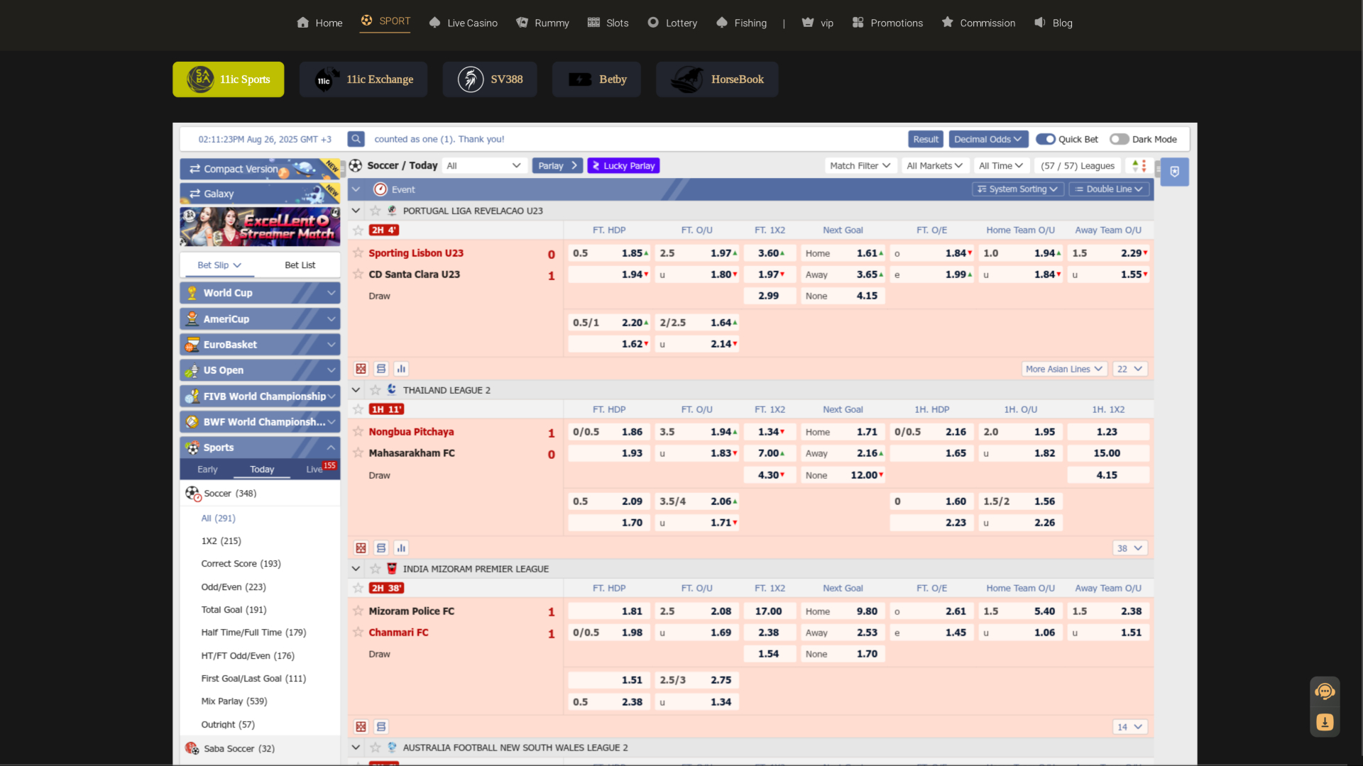 Sport desktop di 11ic Casino