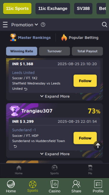 Sport mobile di 11ic Casino