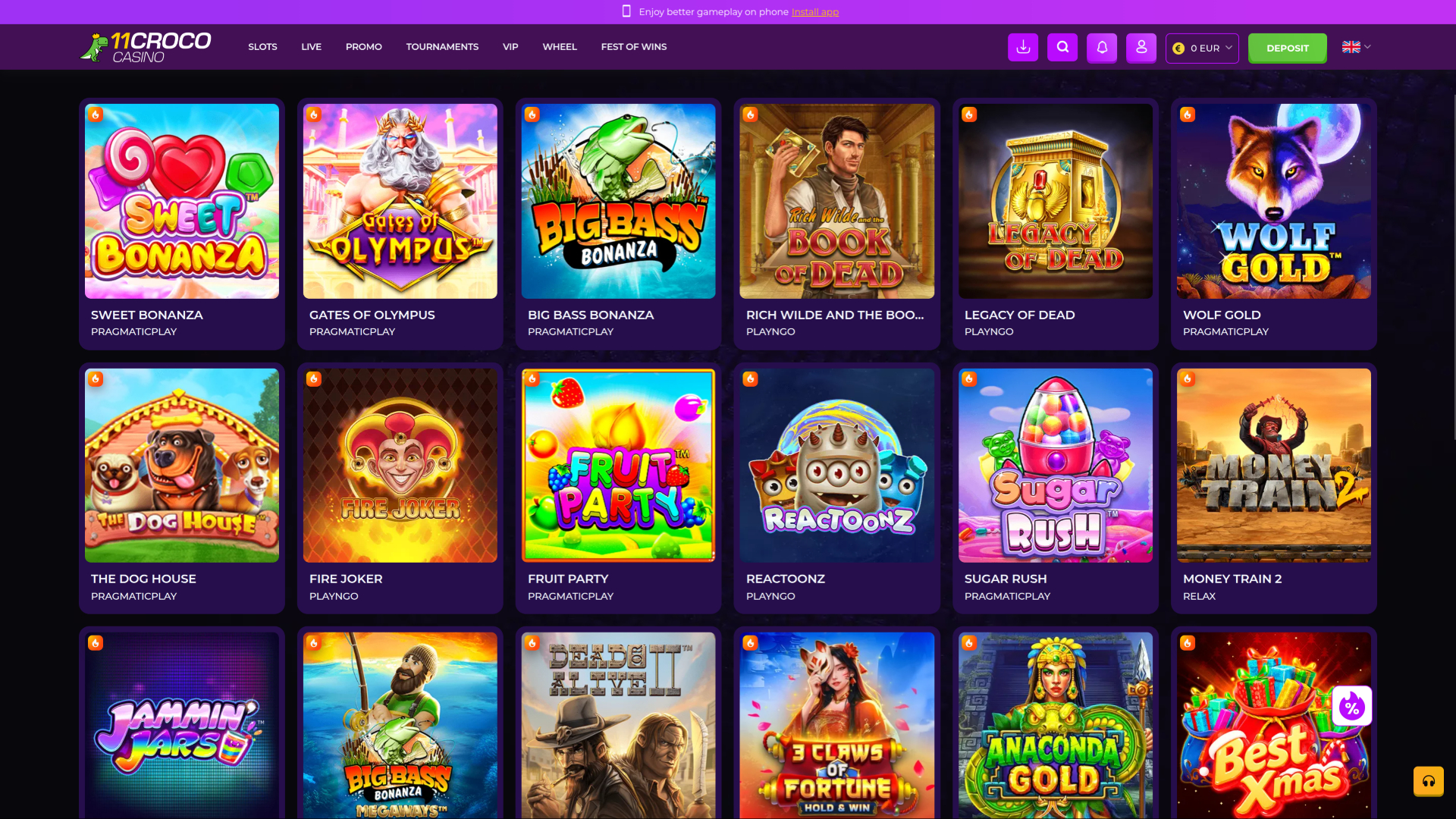 11croco Casino Giochi per desktop