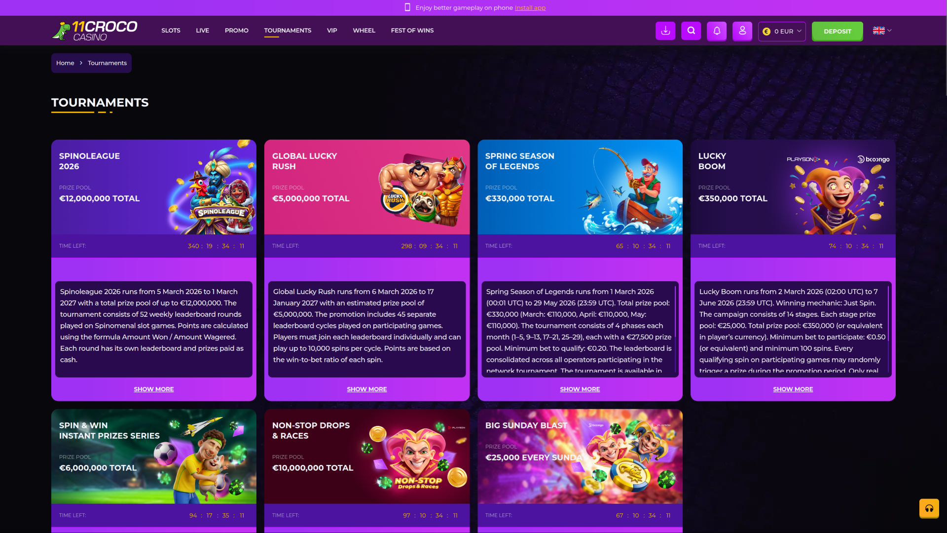 Tornei per PC di 11croco Casino