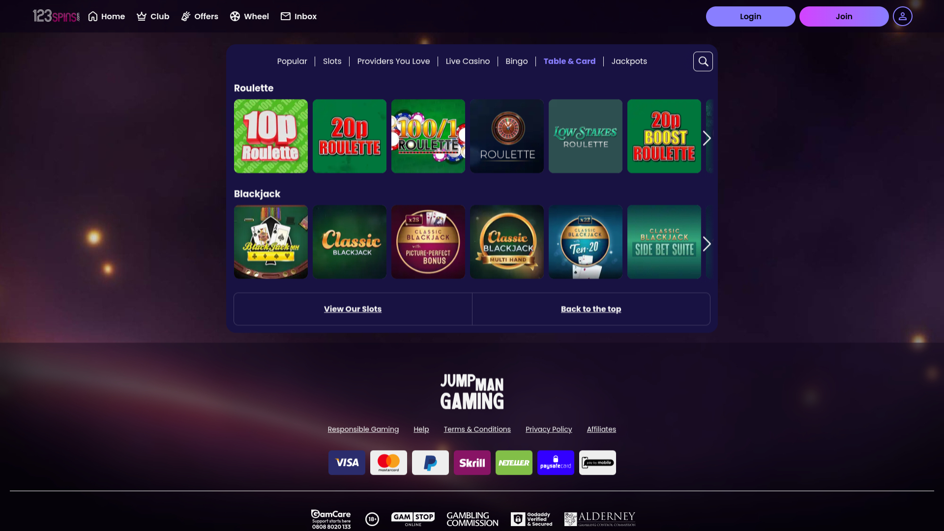 123Spins Casino - Jogos de Mesa e Cartas para Computador - Jogos de Cassino