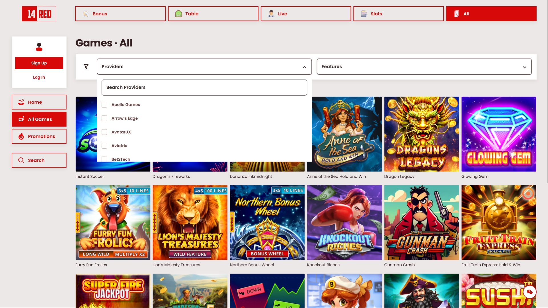 Développeurs de jeux de bureau de 14Red Casino