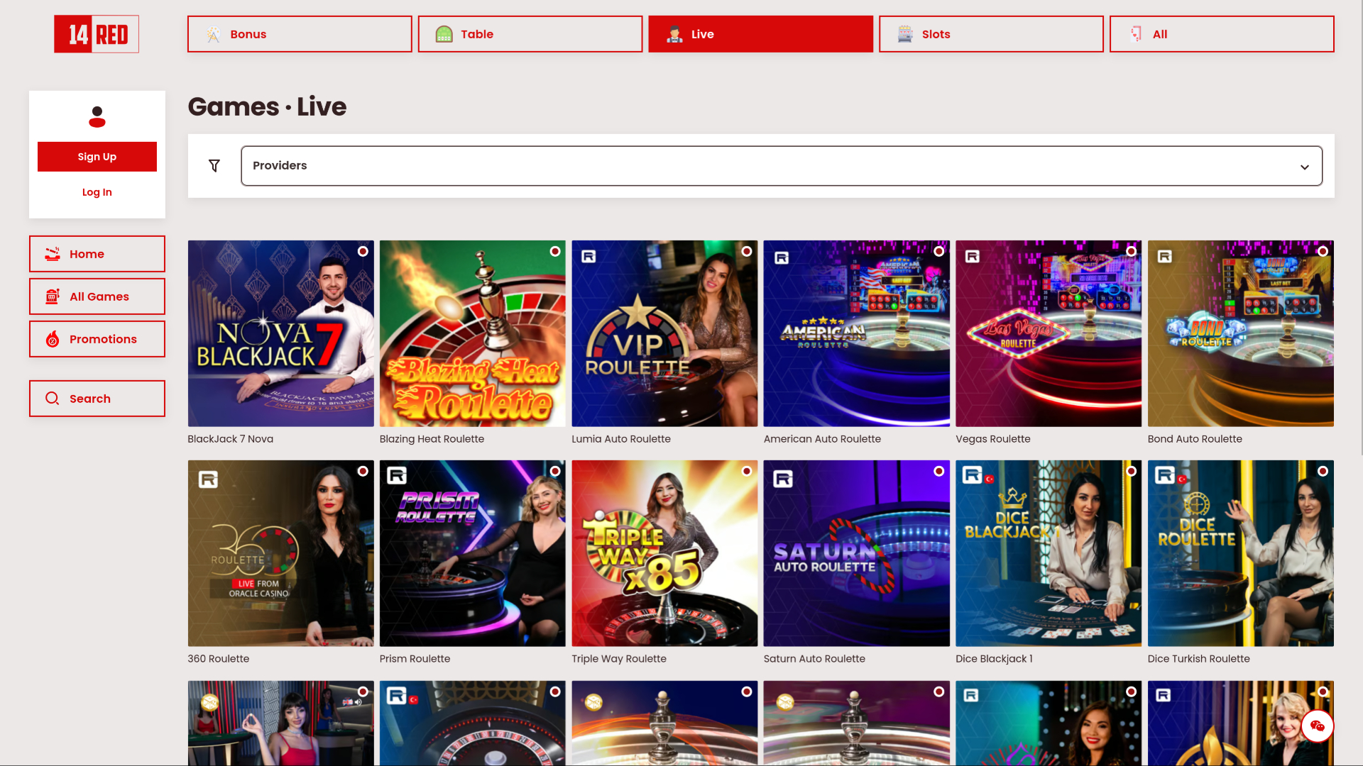 Croupier en direct sur bureau de 14Red Casino