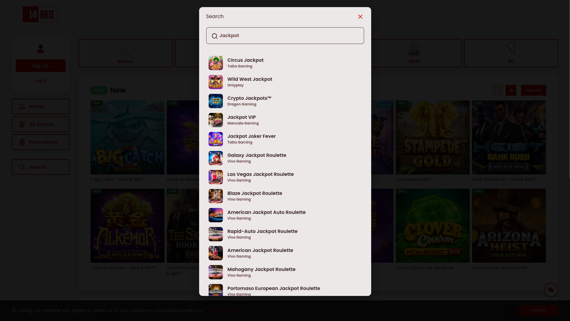 14Red Casino Desktop Jackpot