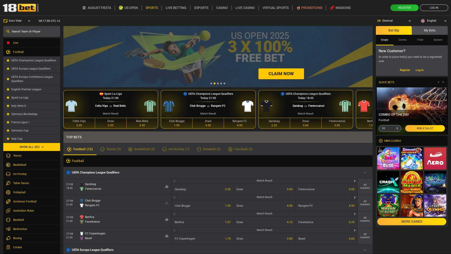 Deportes de escritorio de 18Bet Casino