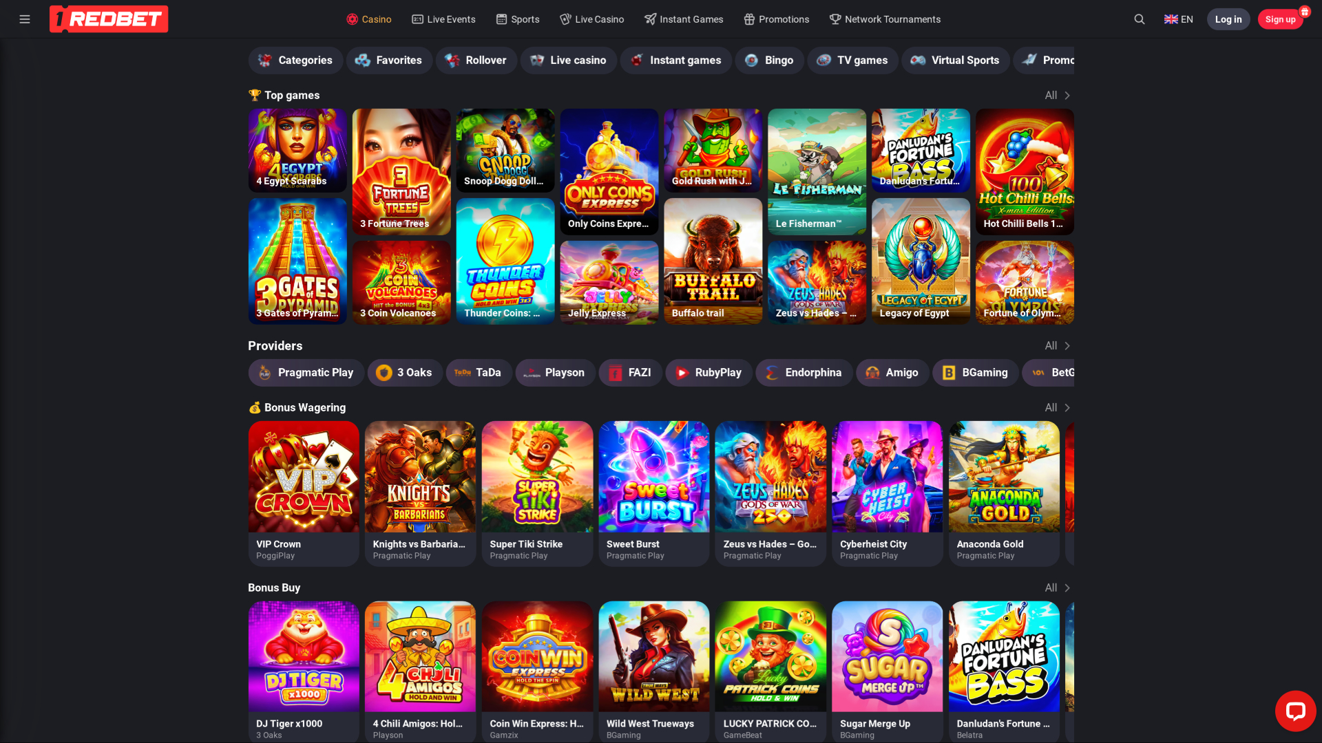 Juegos de casino 1RedBet