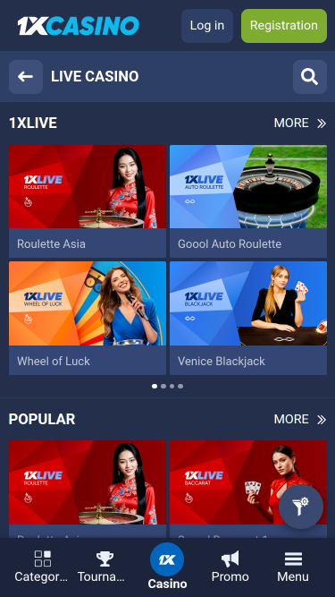 1xCasino Mobile Live Dealer