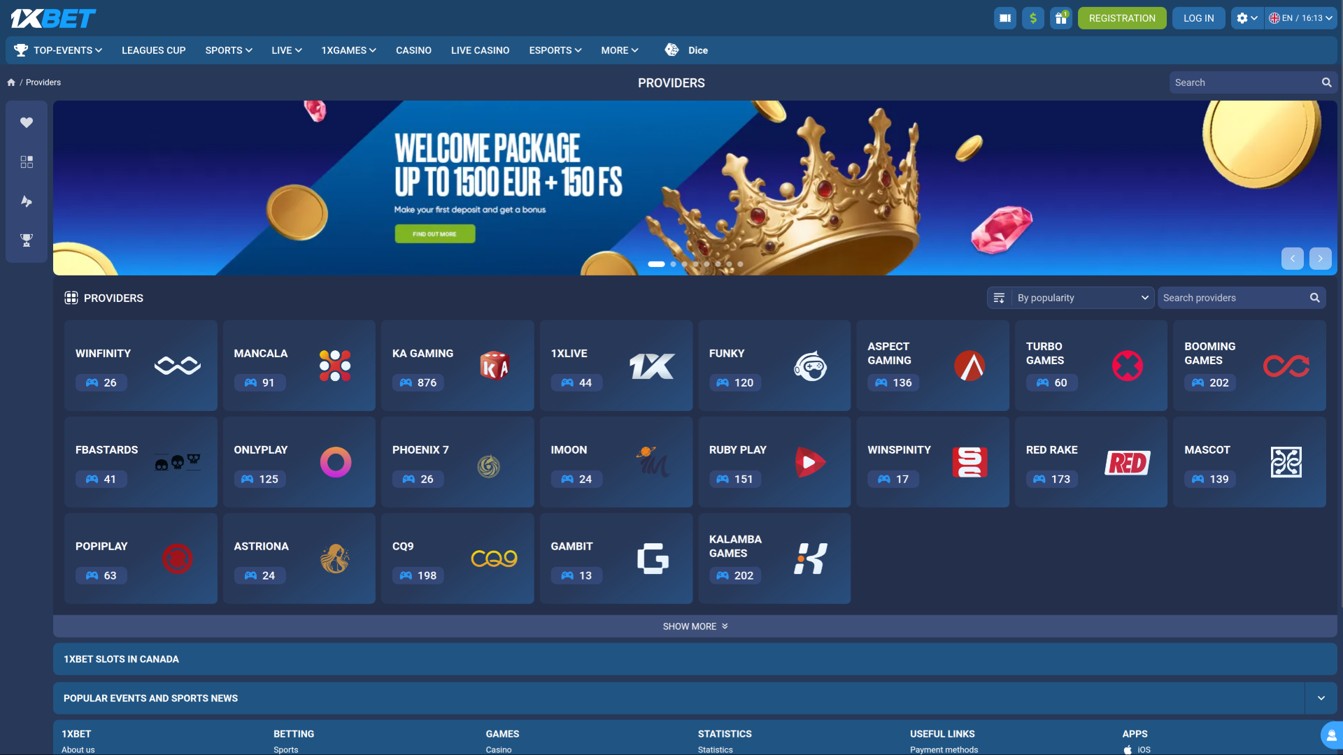 Desarrolladores de juegos de escritorio de 1xBet Casino