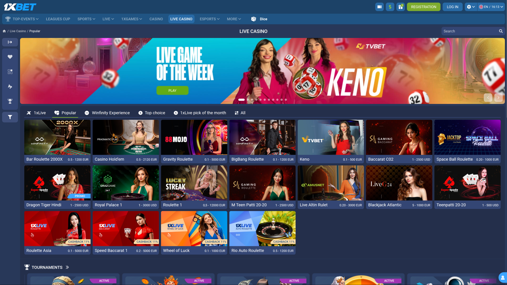 Crupier en vivo de escritorio de 1xBet Casino