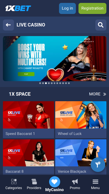 Crupier en vivo móvil de 1xBet Casino