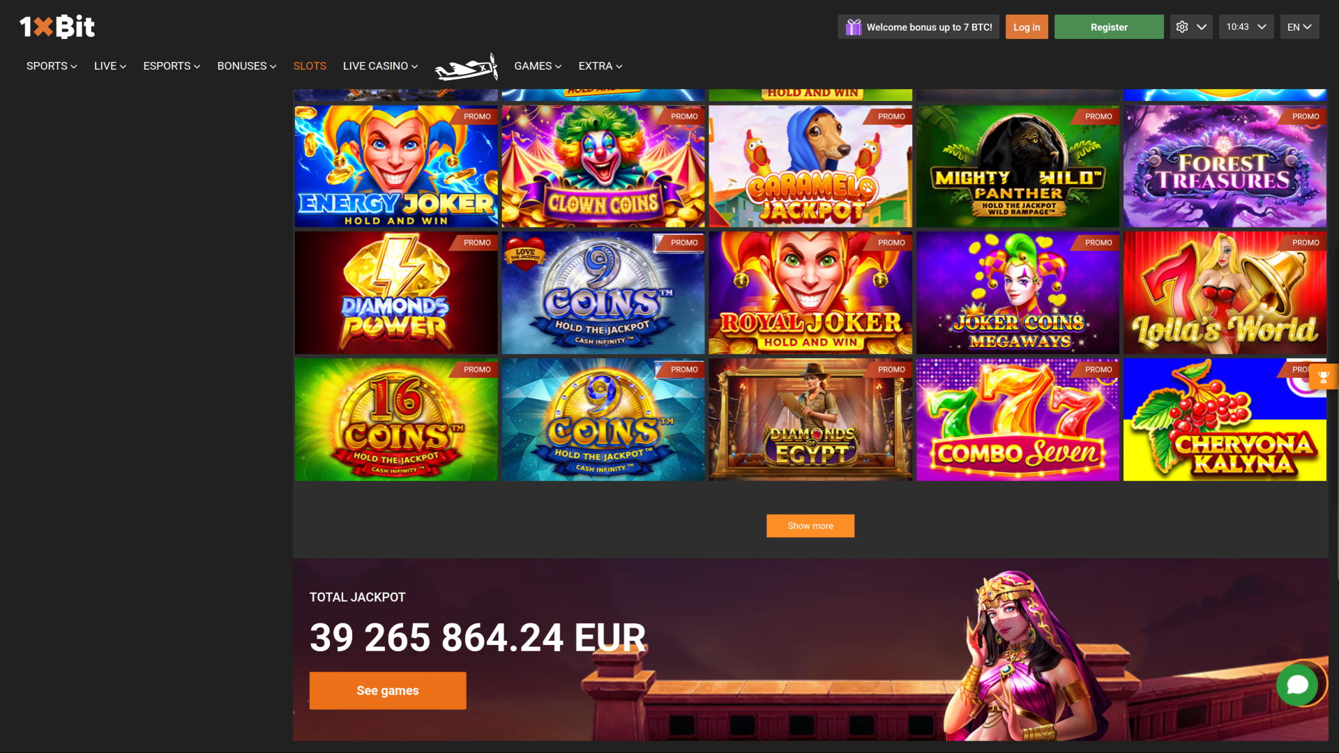 1xBit Casino Desktop Jackpot