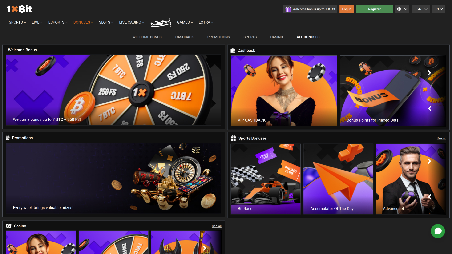 1xBit Casino Desktop Promotions