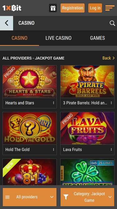 1xBit Casino Mobile Jackpot