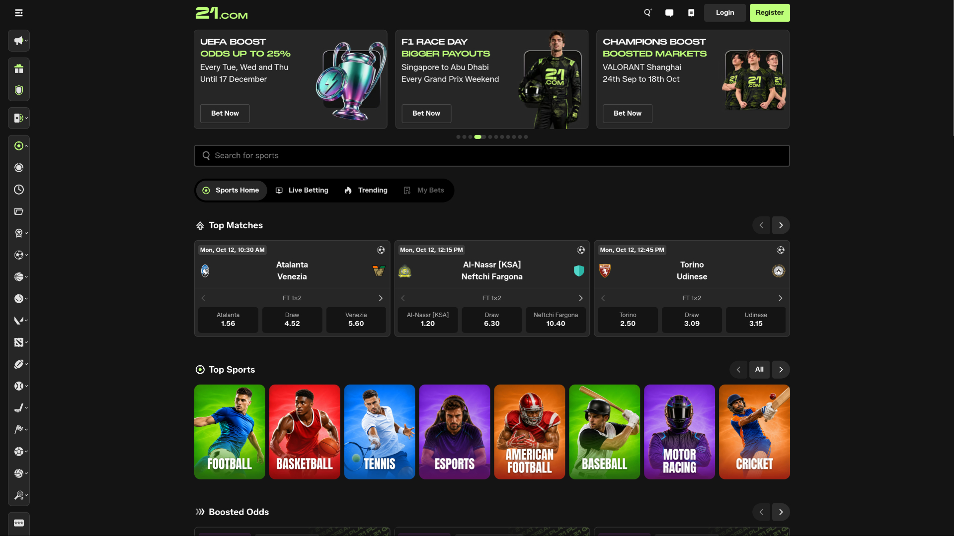 21.com Casino Deportes de escritorio