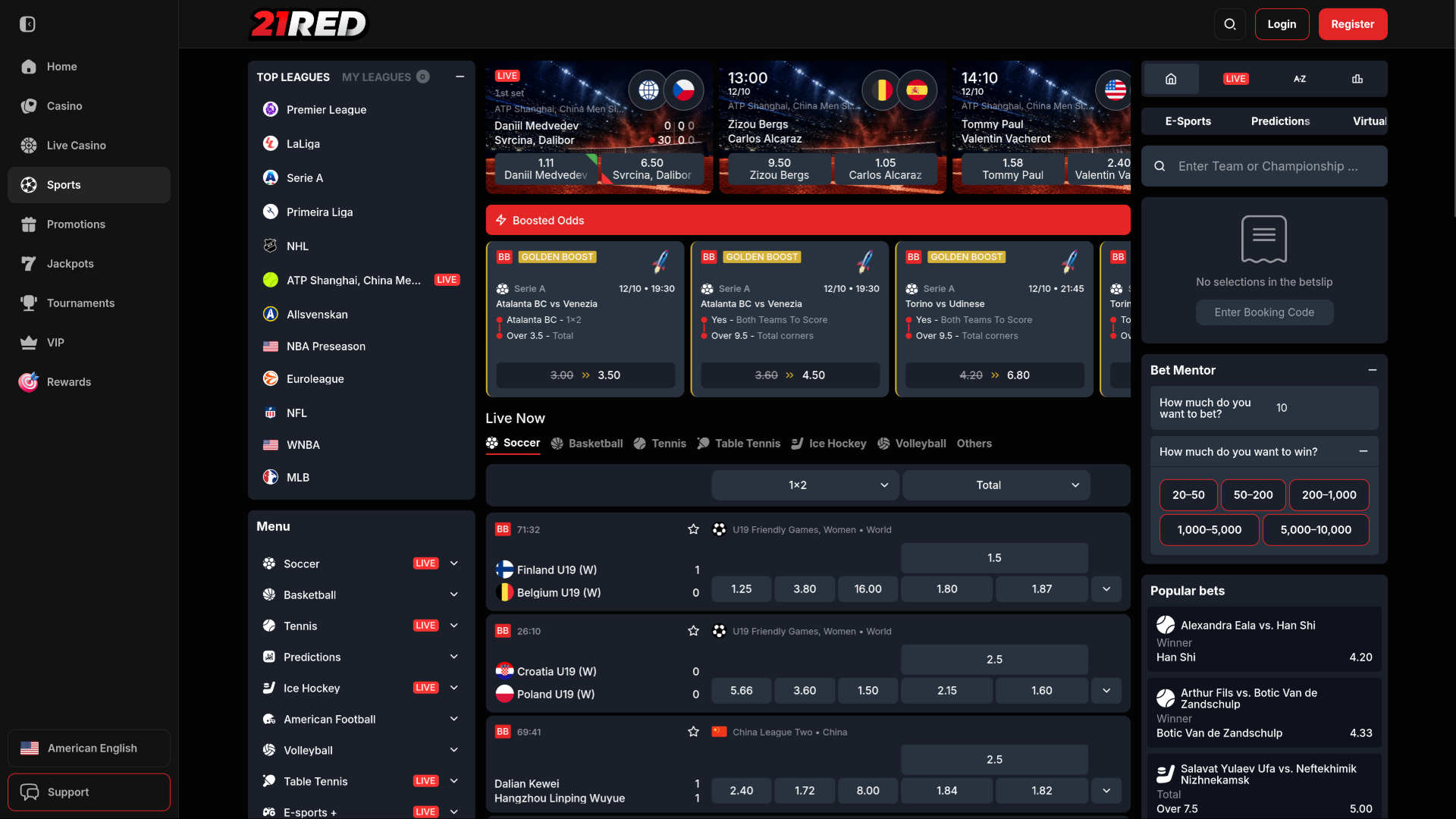 21.red Casino Sports sur ordinateur