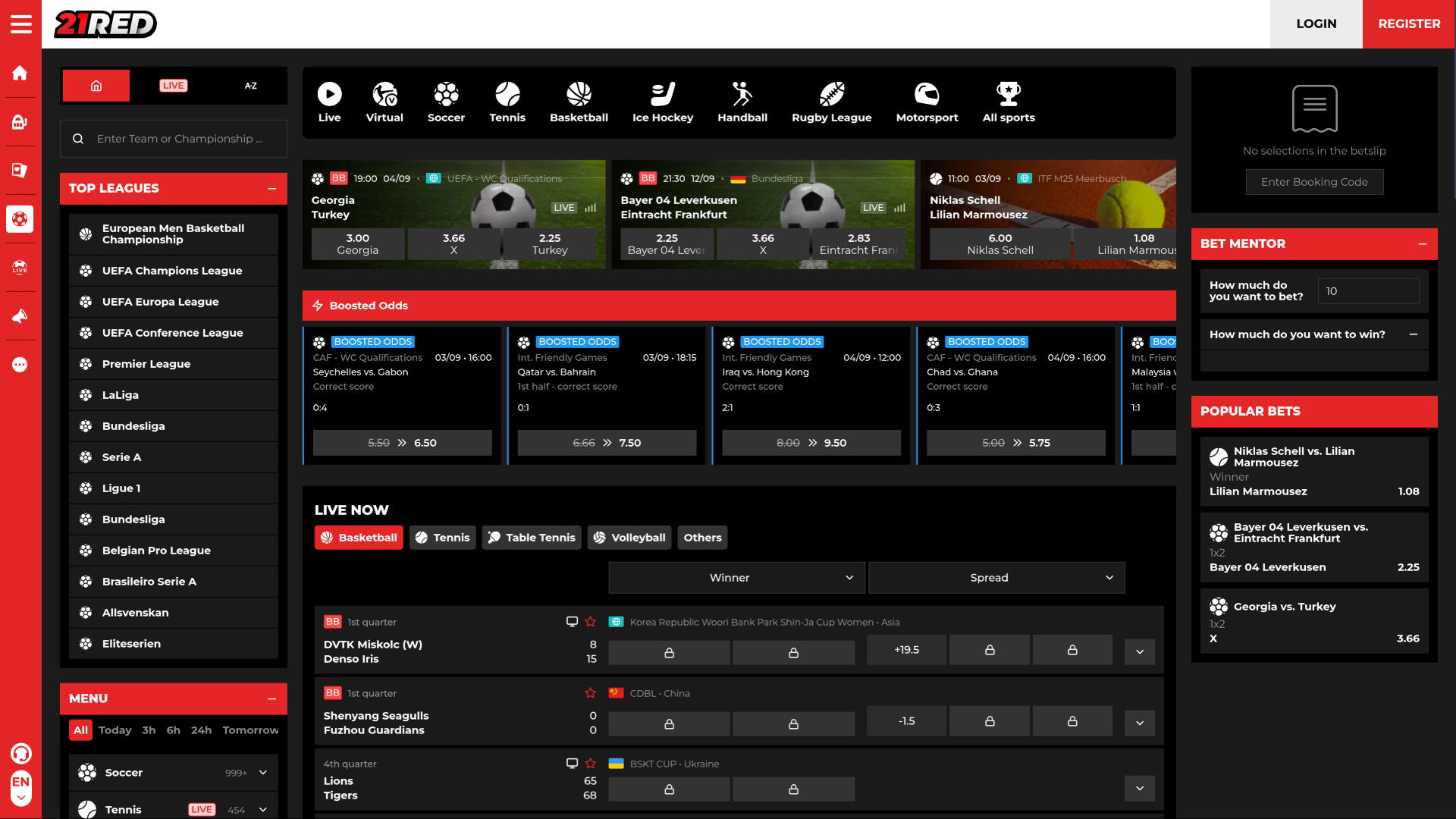 21.red Casino Desktop Sports