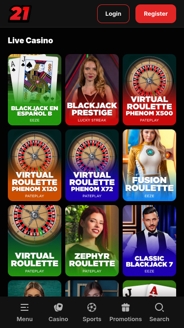 21.red Casino Mobile Croupier en direct