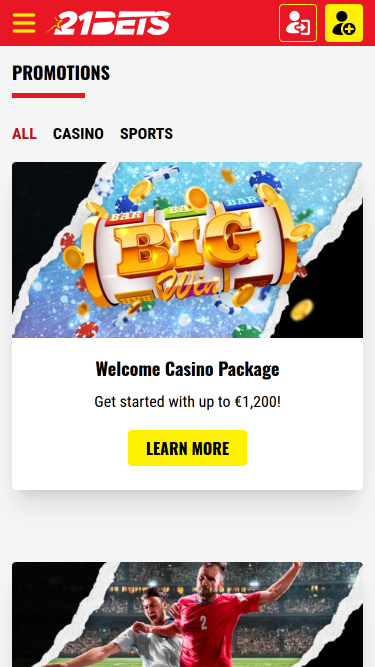 21Bets Casino mobile Aktionen