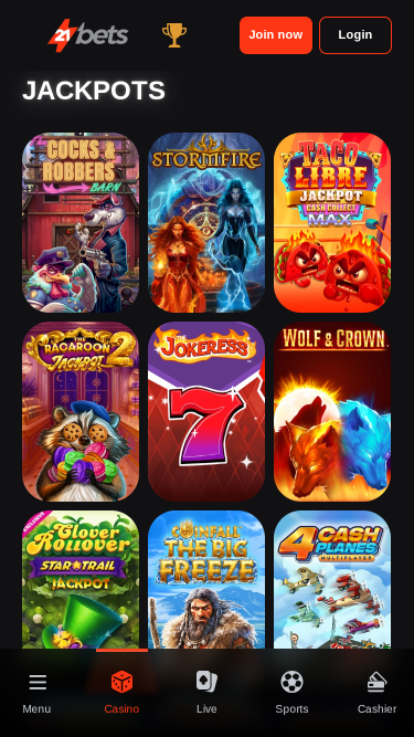 Jackpot para celular em 21betscasino.com