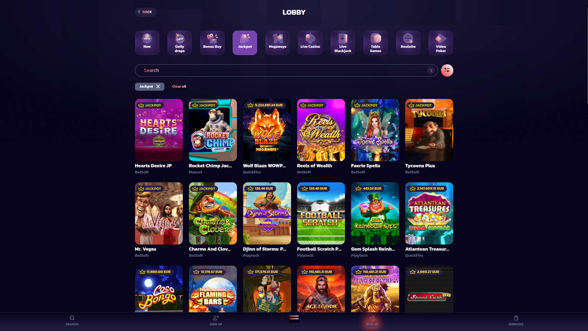 Jackpot de bureau de 21Bit Casino