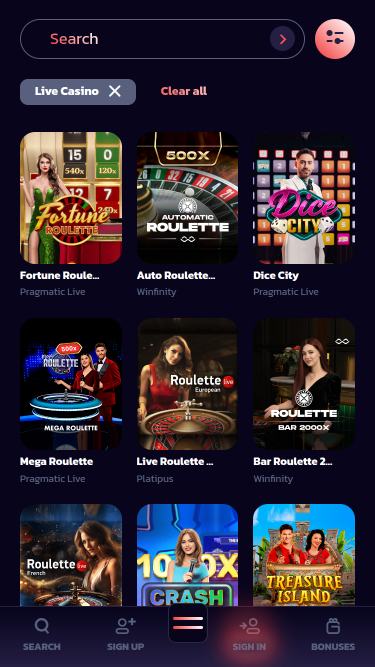Croupier en direct mobile de 21Bit Casino