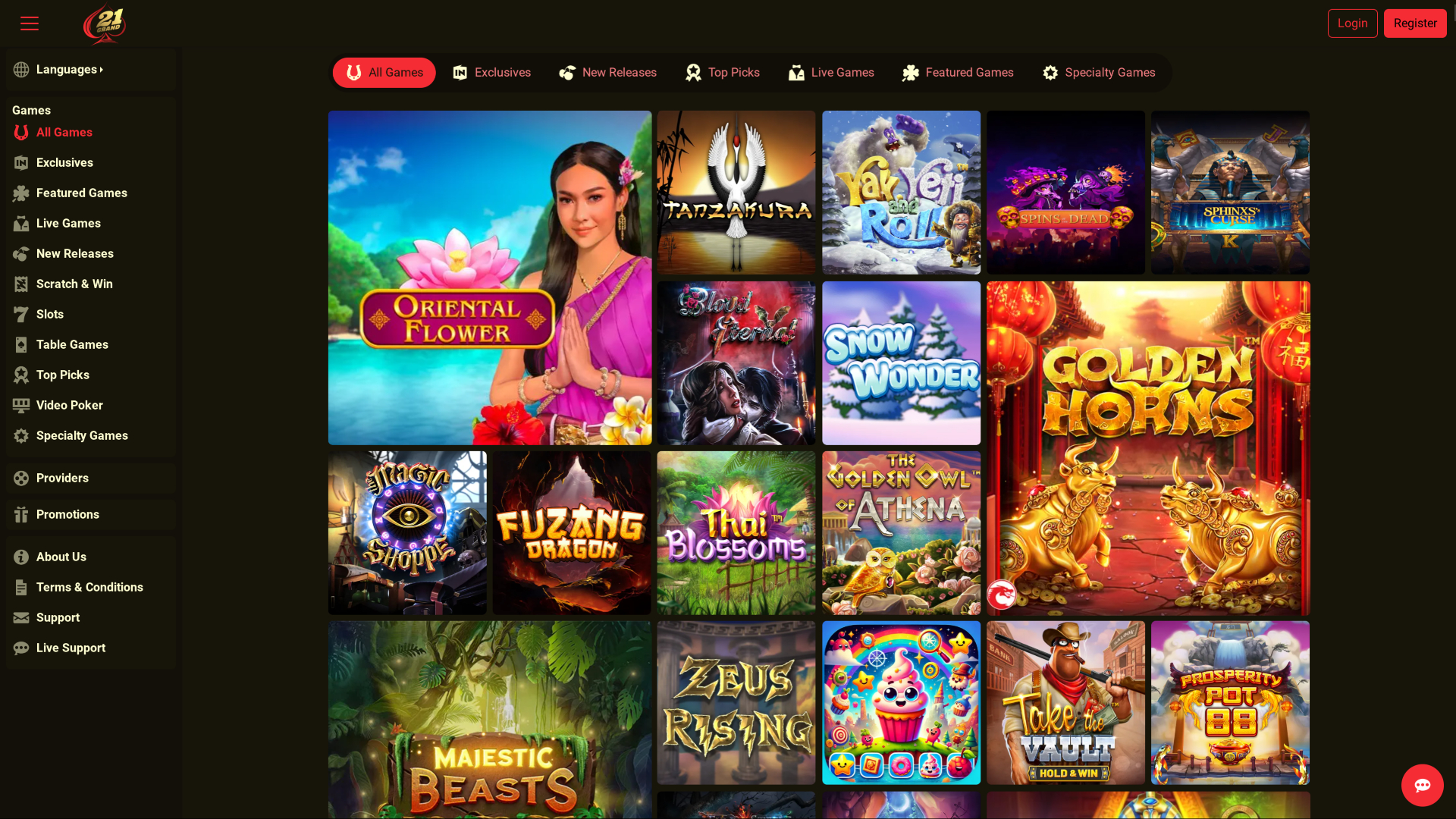 Juegos de escritorio de 21 Grand Casino