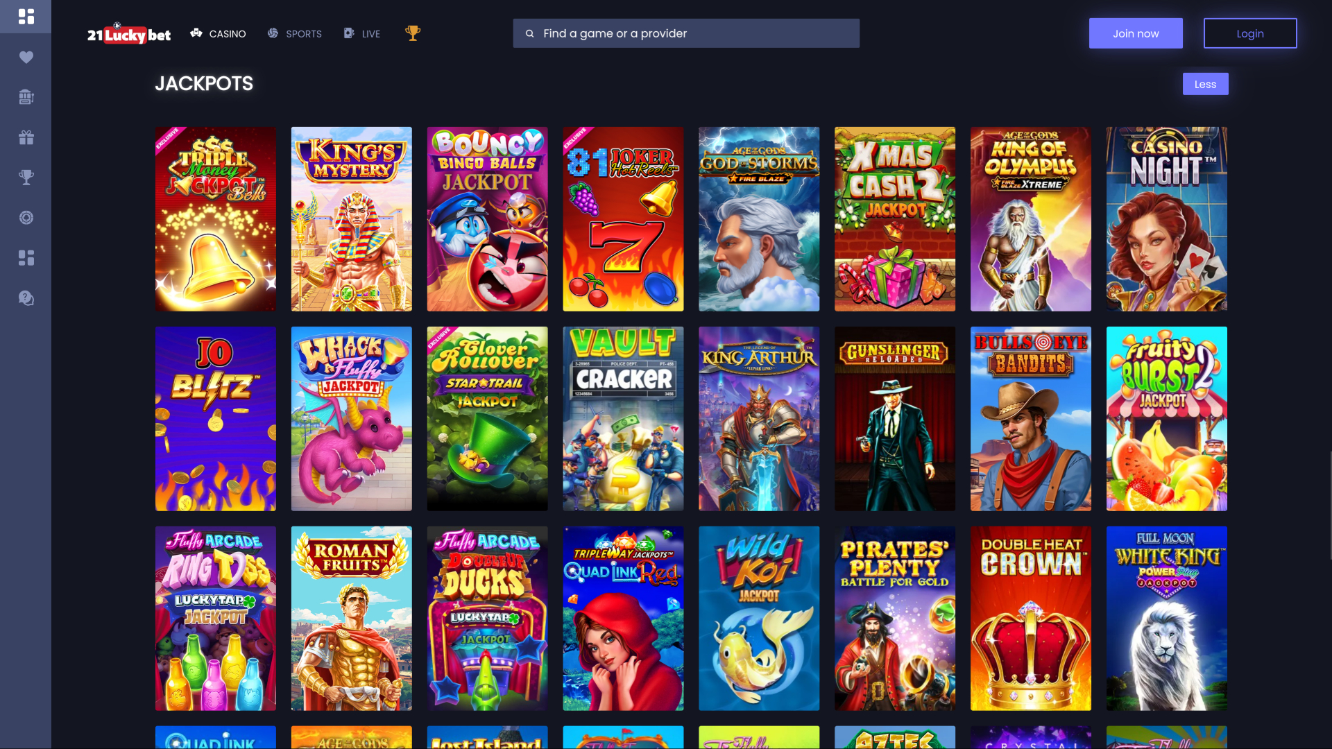 Jackpot sur bureau de 21LuckyBet Casino