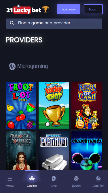 Développeurs de jeux mobiles de 21LuckyBet Casino