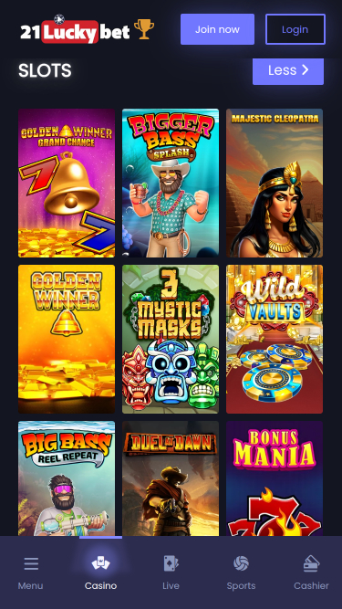 Jeux mobiles de 21LuckyBet Casino