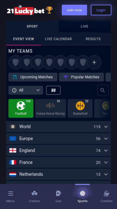 Sports mobiles de 21LuckyBet Casino