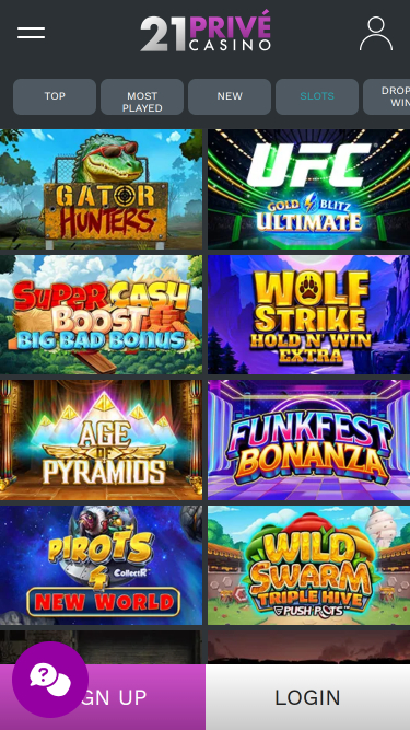 Jeux mobiles de 21 Prive Casino