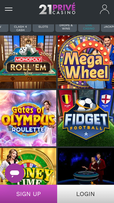 21 Prive Casino Mobile Live Dealer