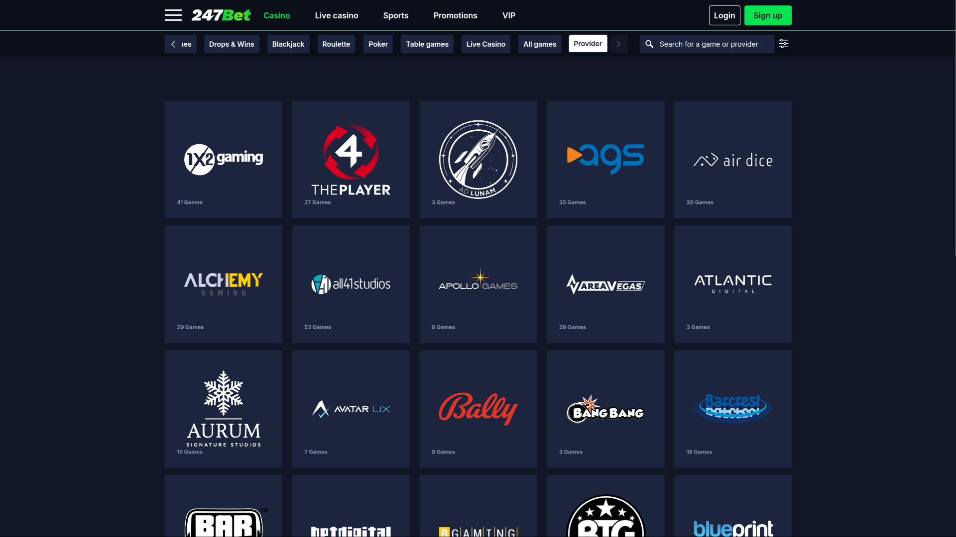 247Bet Casino Game Developers