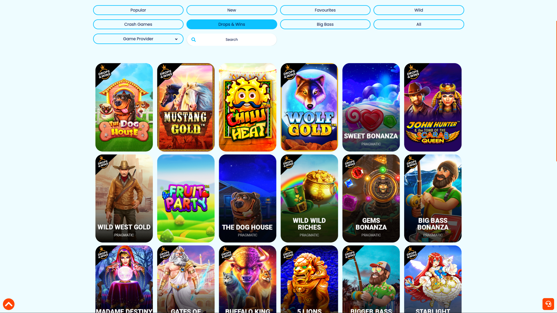 Drops and Wins de bureau du casino 24Bettle