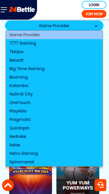 Développeurs de jeux mobiles du casino 24Bettle