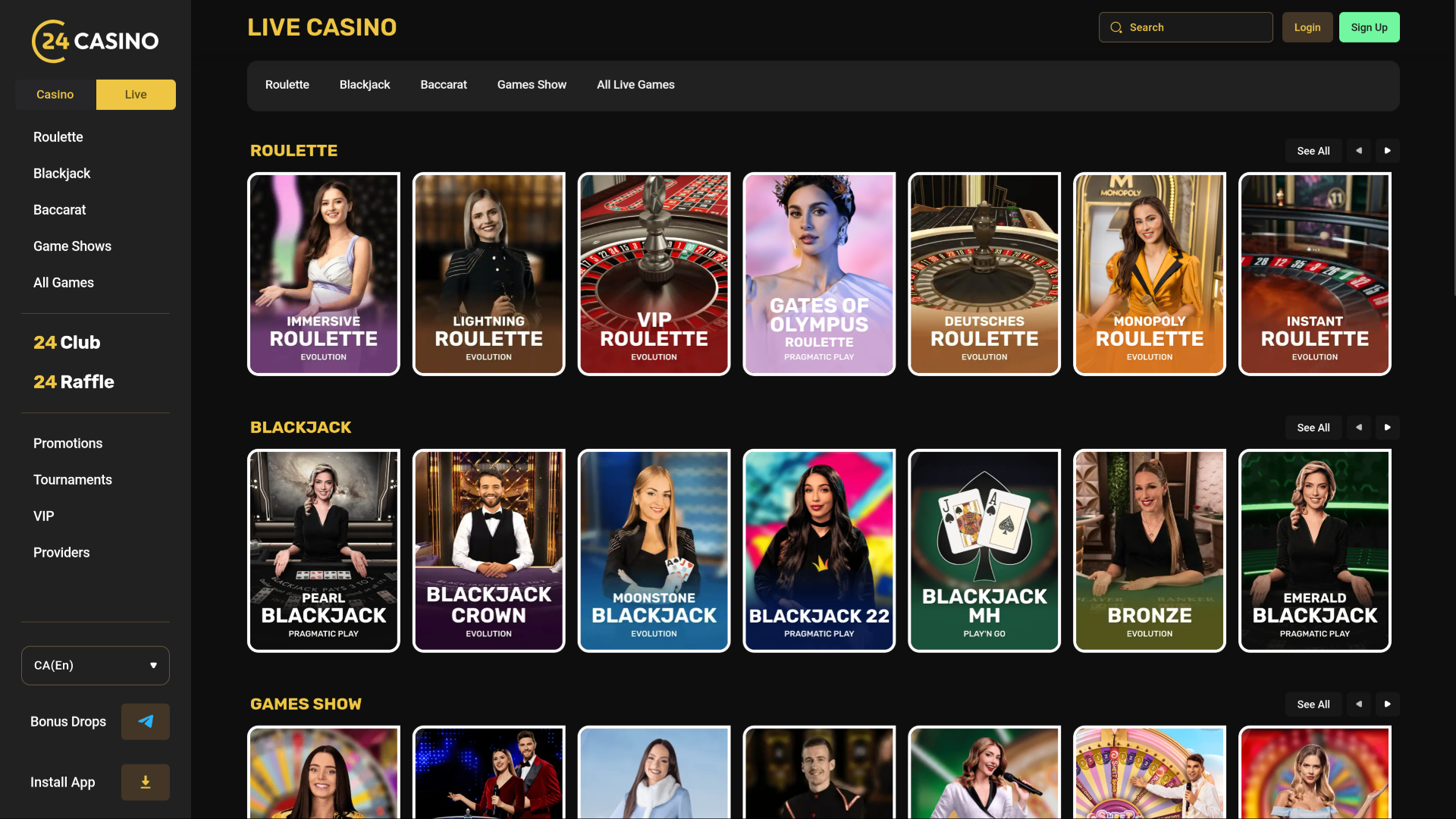 24Casino Desktop Live-Dealer