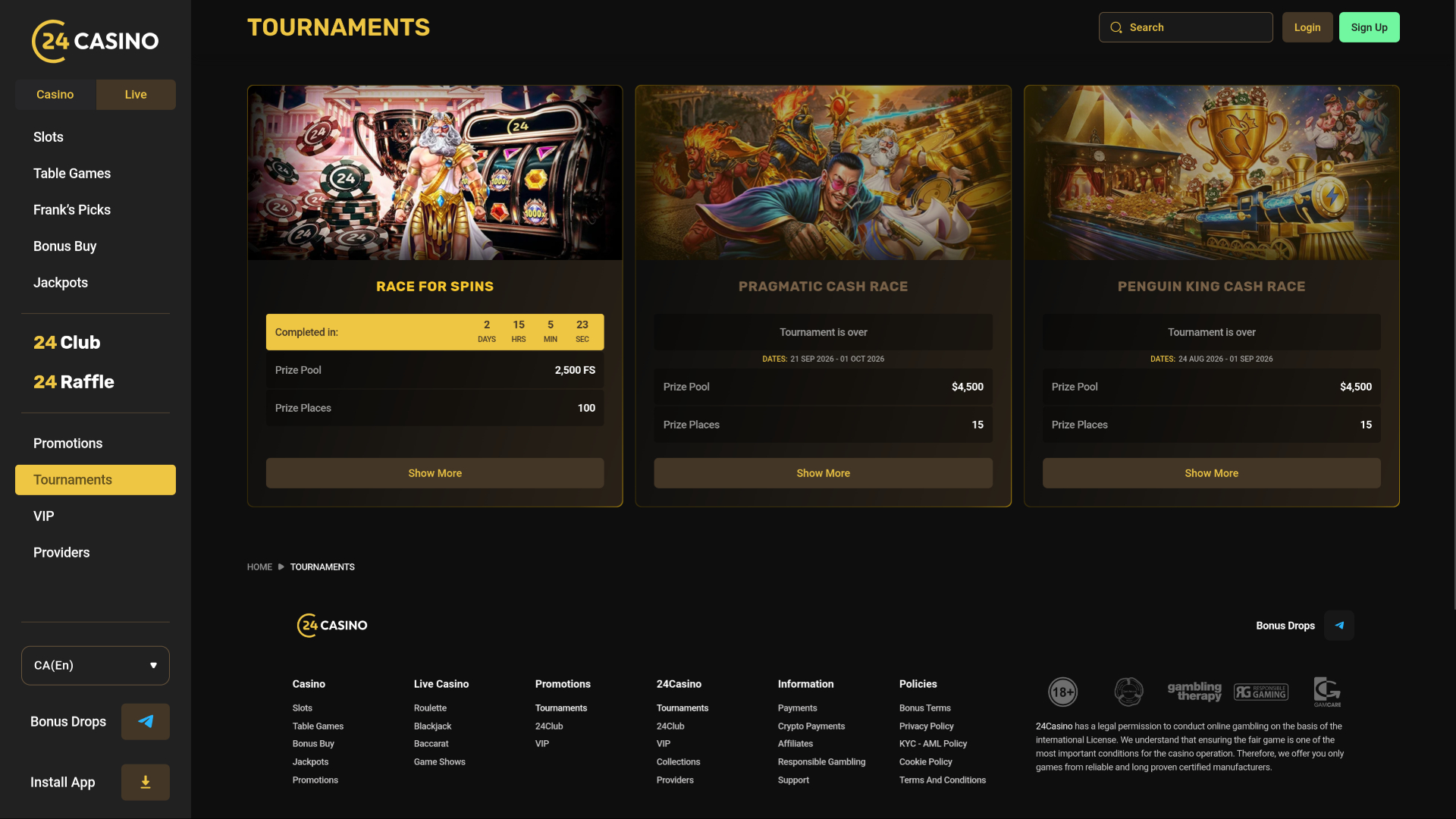 24Casino Desktop-Turniere