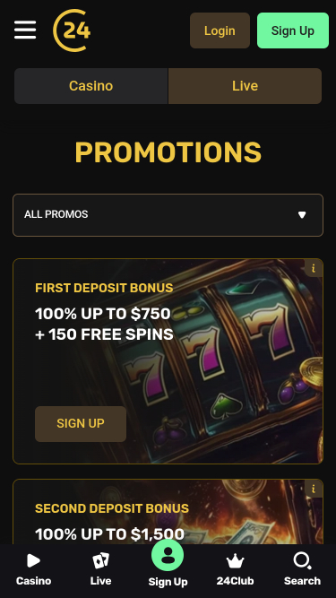 24Casino Mobile-Aktionen