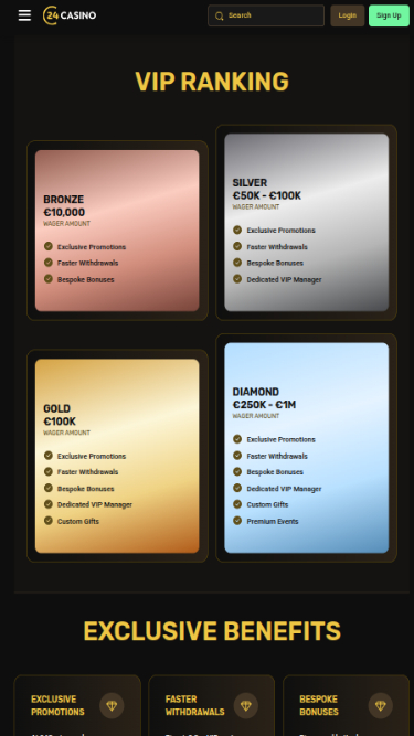 Programa VIP móvil de 24Casino