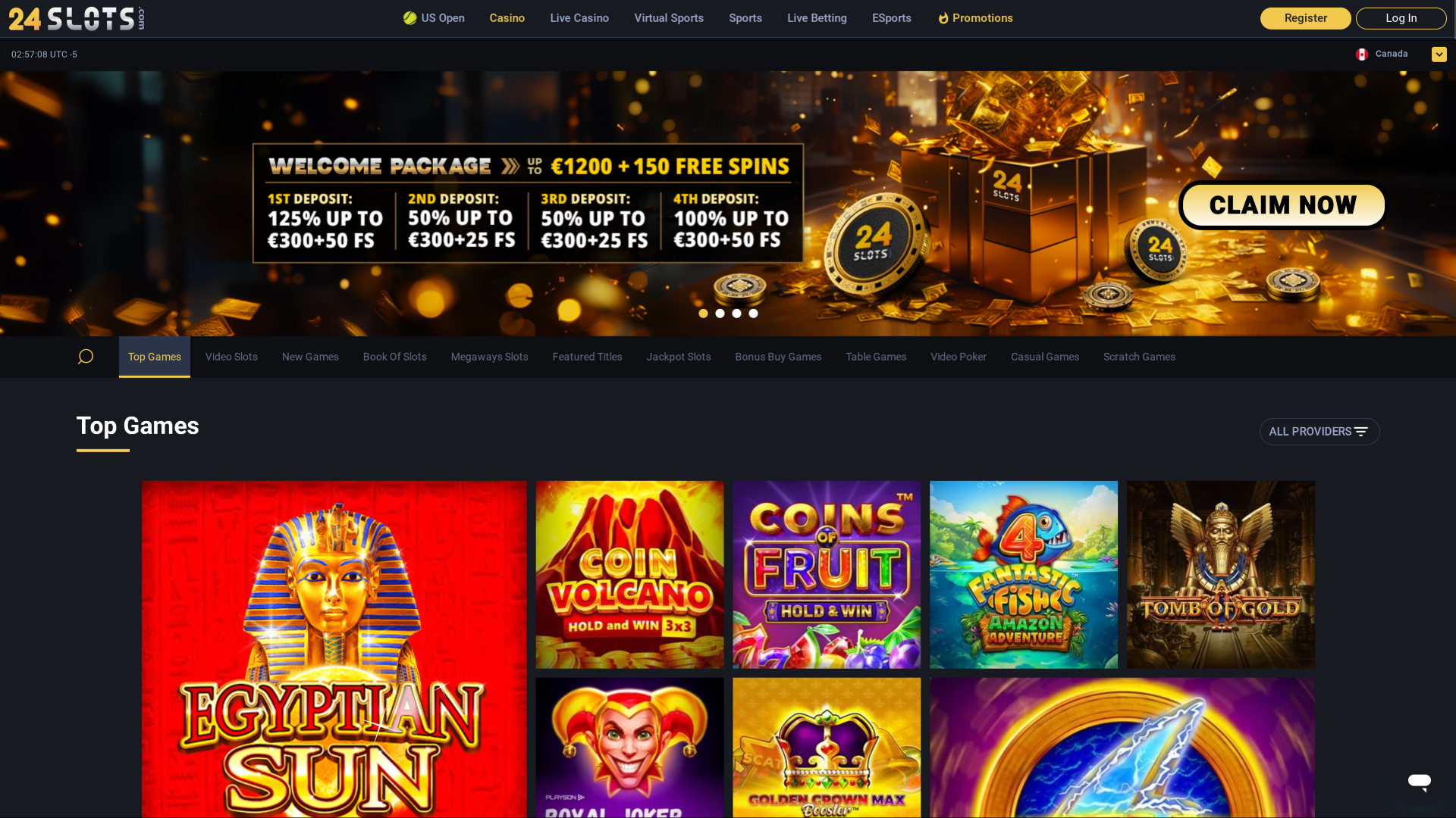 Page d'accueil de bureau de 24Slots Casino